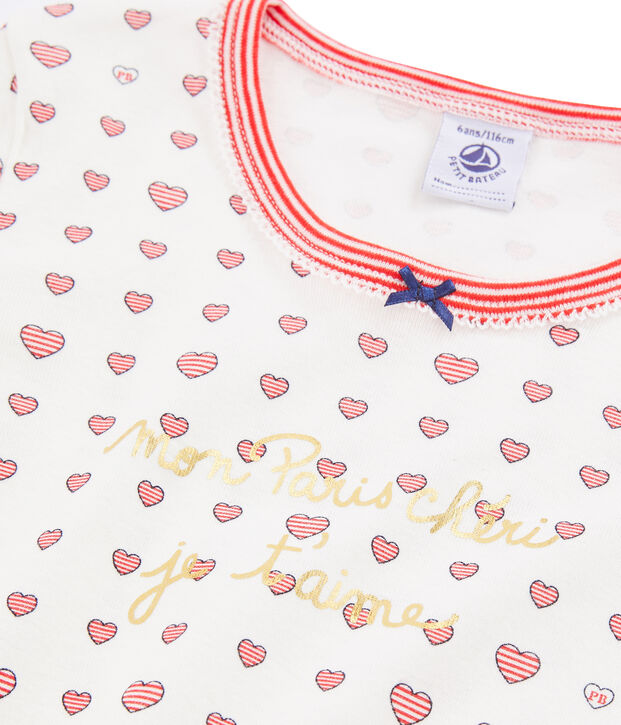 Pigiama corto bambina a costine modello molto aderente bianco/multicolore