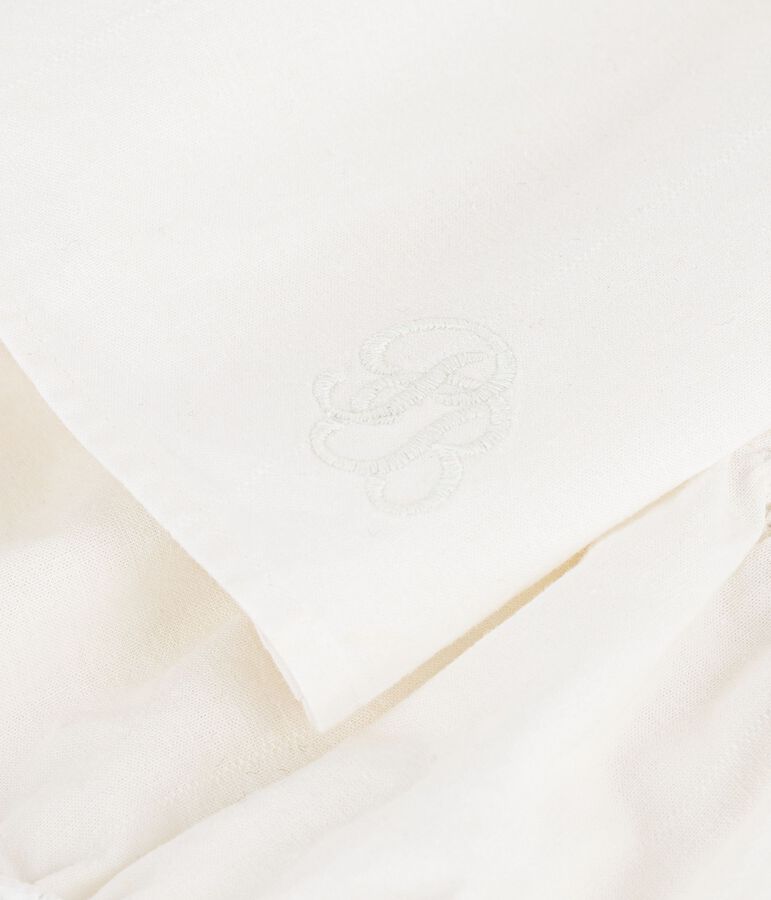 Abito in misto cotone/lino neonata con bloomer abbinato con ricamo decorativo bianco MARSHMALLOW