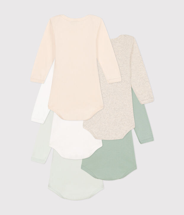 Confezione da 5 body beb&egrave; a maniche lunghe in cotone multicolore