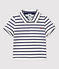 Polo bebè a maniche corte in jersey a righe bianco MARSHMALLOW/blu SMOKING