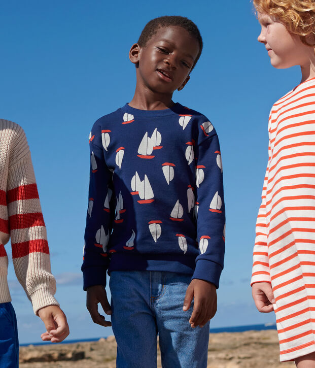 Felpa in cotone stampato bambino blu/multicolore