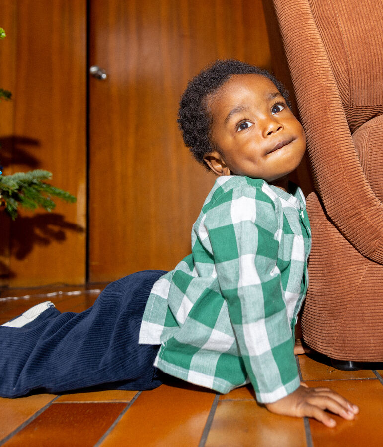 Camicia di flanella a maniche lunghe, a scacchi, per neonati MATCHA/ecru