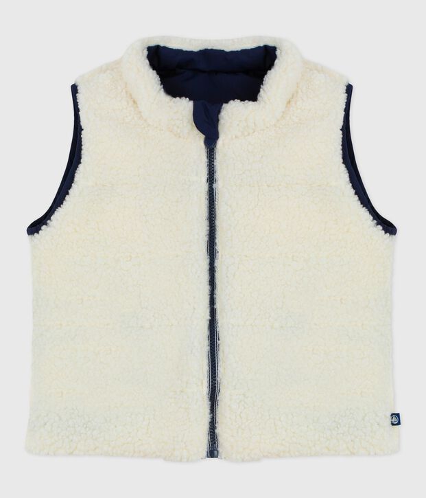 Piumino senza maniche double face neonato blu/ecru