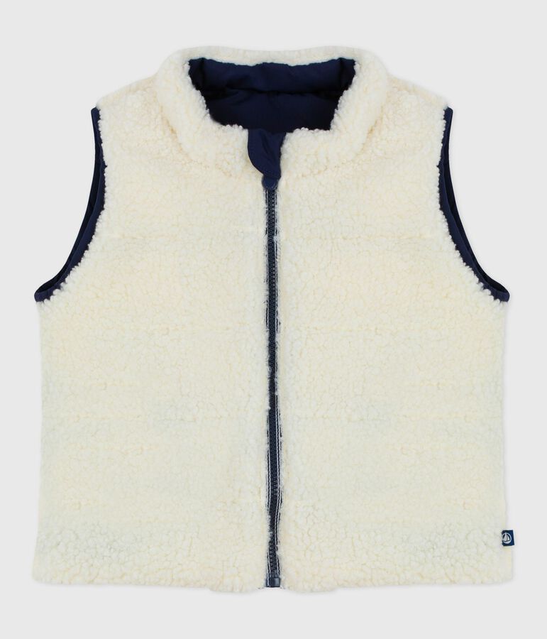 Piumino senza maniche double face neonato blu/ecru