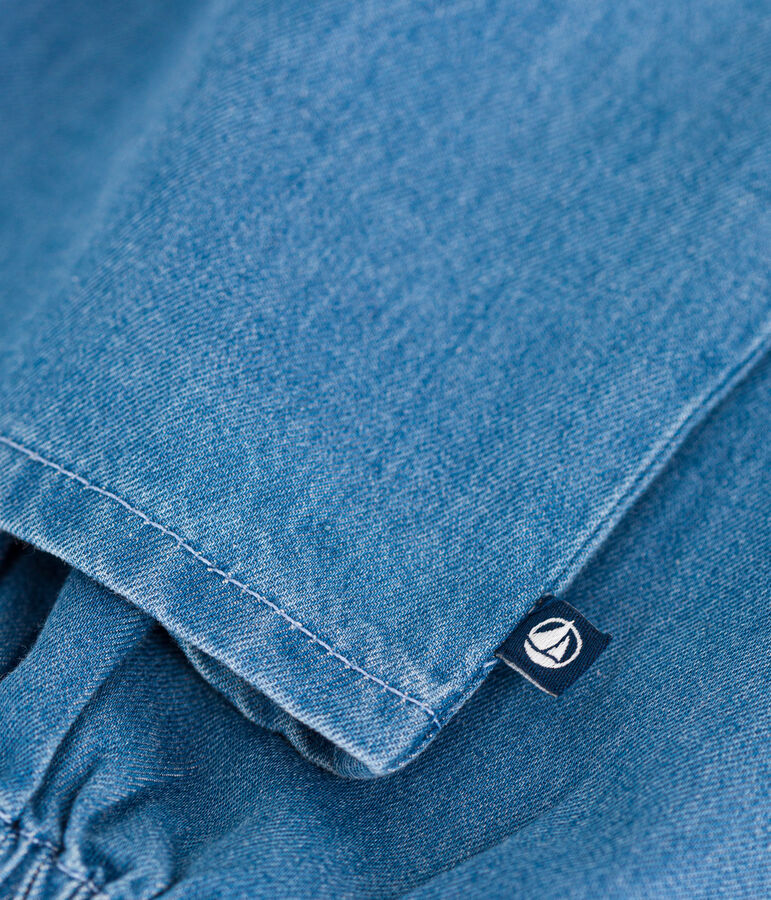 Blusa a maniche lunghe in denim bambina blu