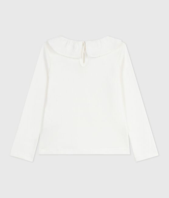 T-shirt a maniche lunghe in cotone tinta unita bambina bianco MARSHMALLOW