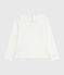 T-shirt a maniche lunghe in cotone tinta unita bambina bianco MARSHMALLOW