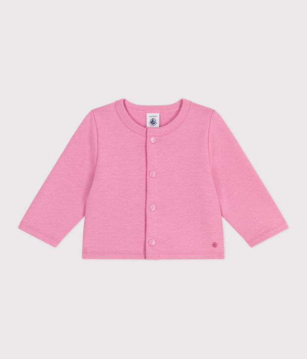 Cardigan in cotone tinta unita neonato rosa