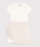Abito a maniche corte in cotone e tulle bambina bianco MARSHMALLOW/rosa COPPER