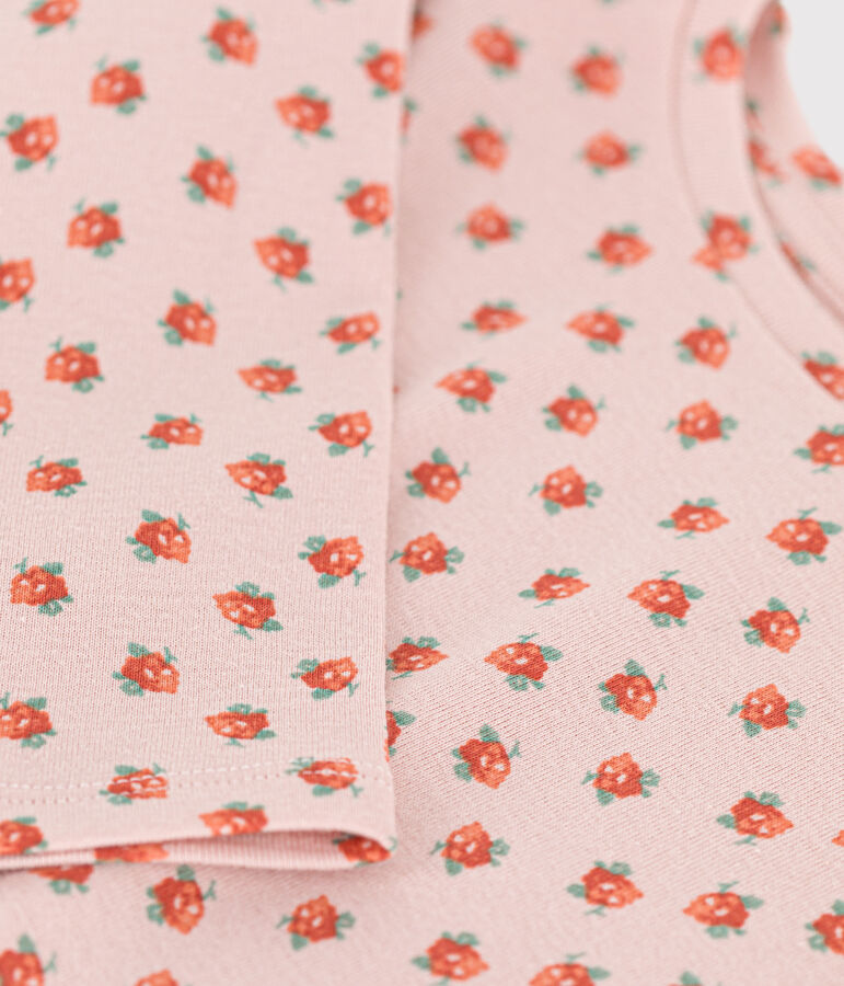 T-shirt maniche lunghe in cotone bambina rosa/multicolore