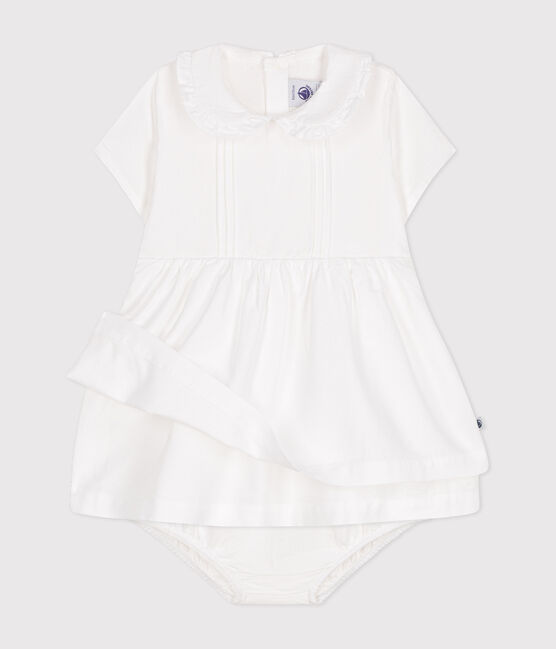 Abito e bloomer in piqué di cotone neonato bianco ECUME