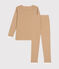 Pigiama in cotone a righe junior marrone CUIVRE/ MARSHMALLOW