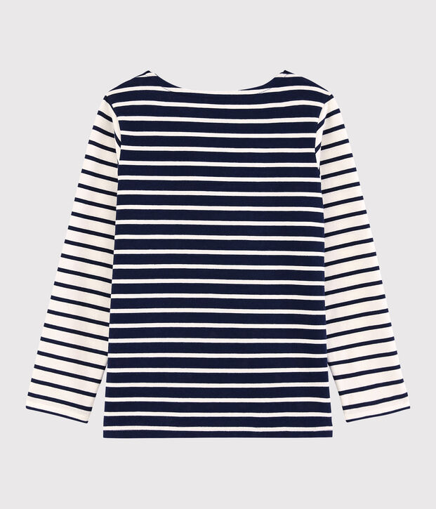 T-shirt maniche lunghe in jersey bambina bianco/blu