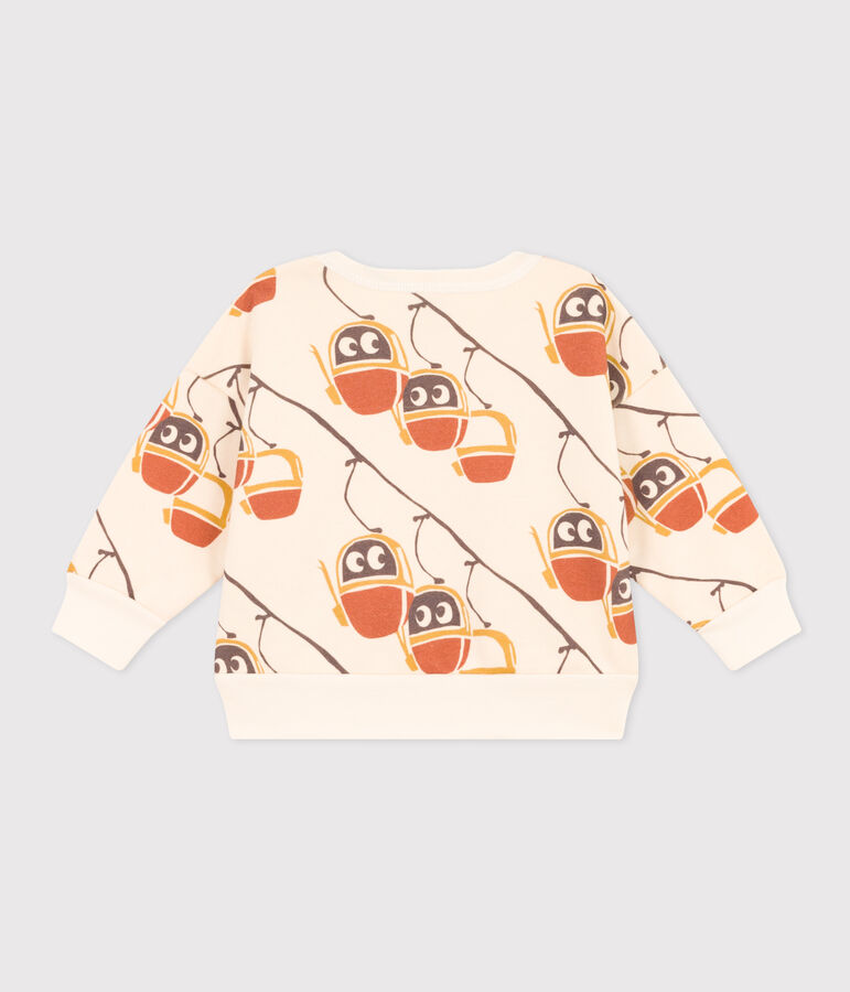 Felpa in tessuto felpato con stampa per beb&egrave; ecru/multicolore