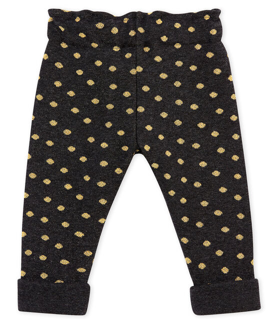 Pantalone per bebé femmina con stampa di pois dorati nero CITY/giallo DORE