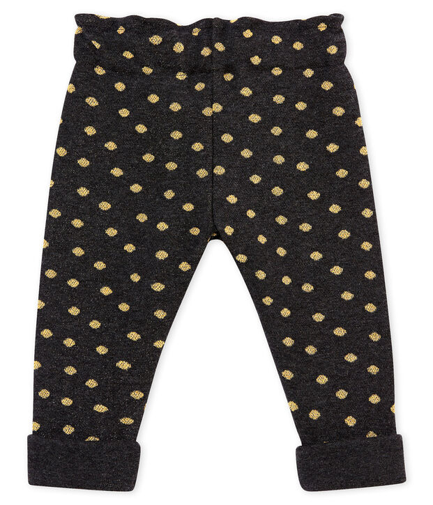 Pantalone per beb&eacute; femmina con stampa di pois dorati grigio/giallo