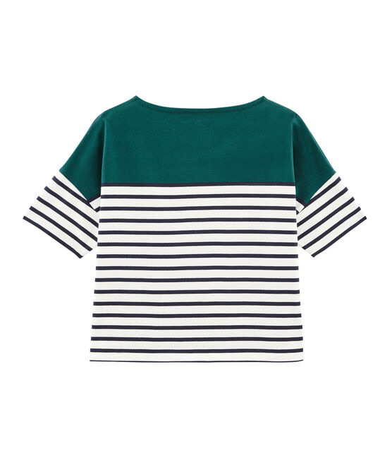 Marinière maniche corte donna verde PINEDE/bianco MARSHMALLOW/ SMOKING