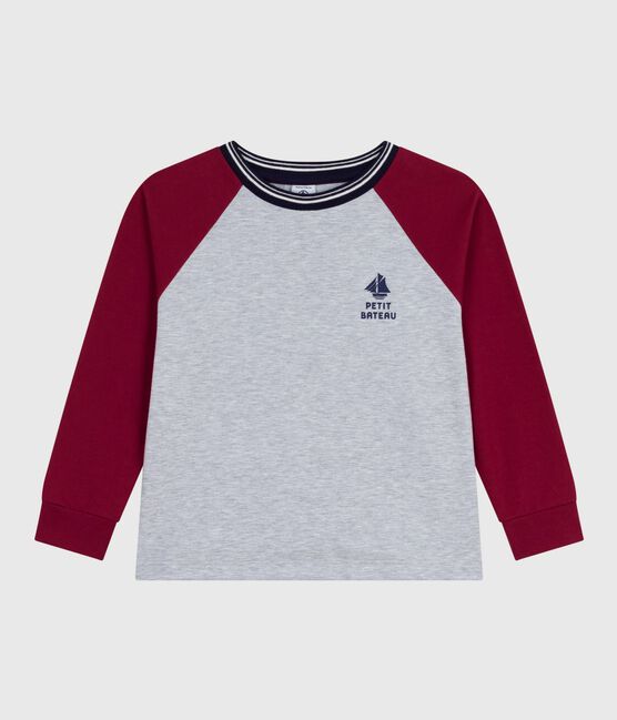 T-shirt a maniche lunghe in cotone tinta unita bambino grigio FUMEE/ AMARANTE