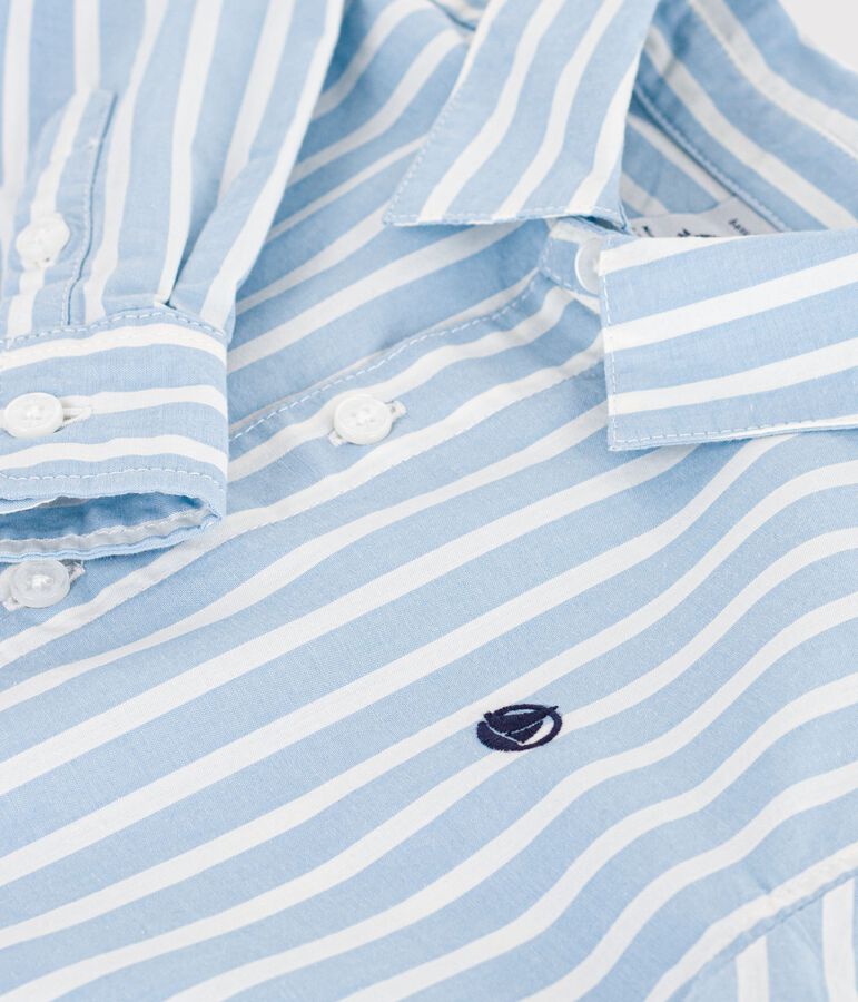 Camicia a maniche lunghe in cotone a righe bambino blu/bianco