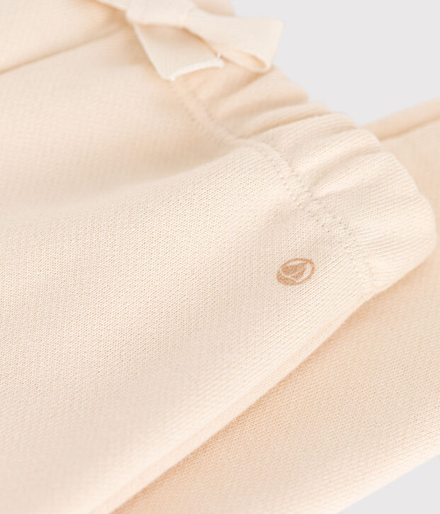 Pantaloni beb&egrave; in tessuto felpato ecru