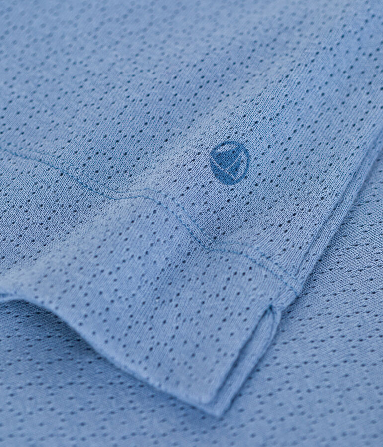 Camicia da notte in cotone traforato donna blu