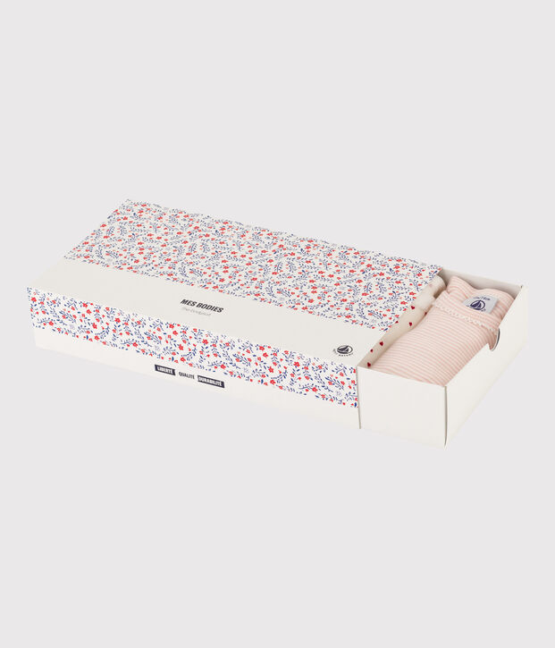 Confezione da 5 body manica corta a fiori in cotone multicolore