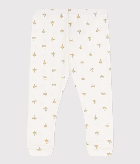 Leggins  bebè in cotone stampato a fiori bianco MARSHMALLOW/grigio GRIS