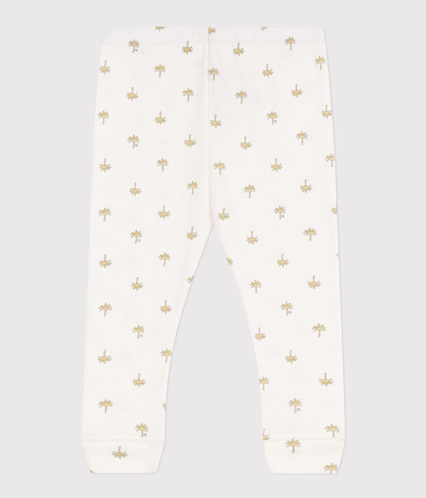 Leggins  beb&egrave; in cotone stampato a fiori bianco/grigio