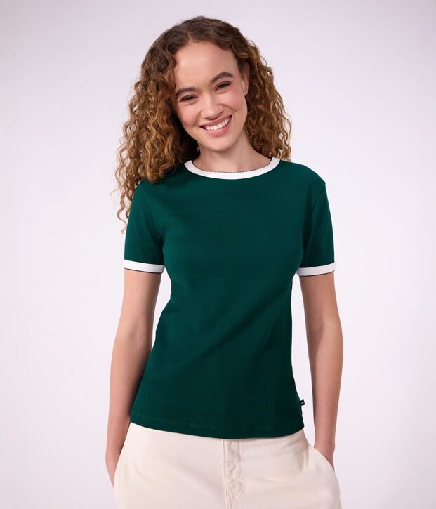 T-shirt a maniche corte in cotone tinta unita donna TREE