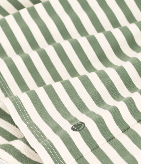 Abito a maniche corte in cotone a righe bambina verde CROCO/ AVALANCHE