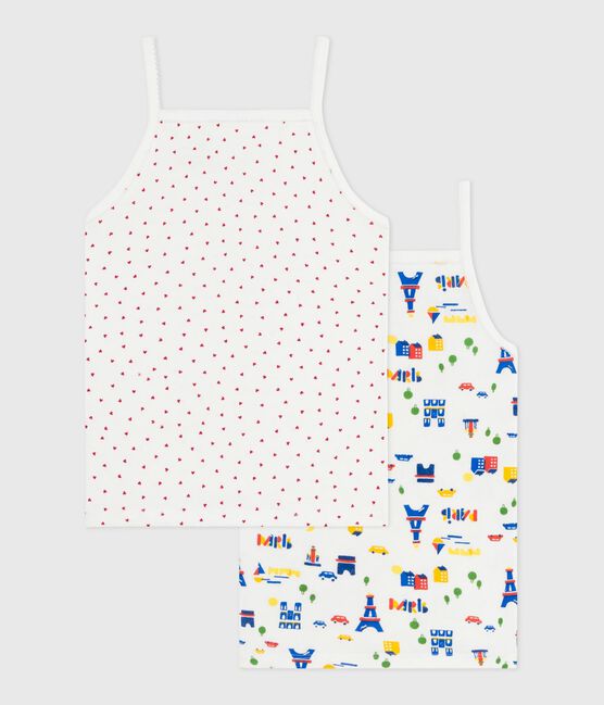Set di canotte con spalline in cotone con stampa Parigi bambina variante 1