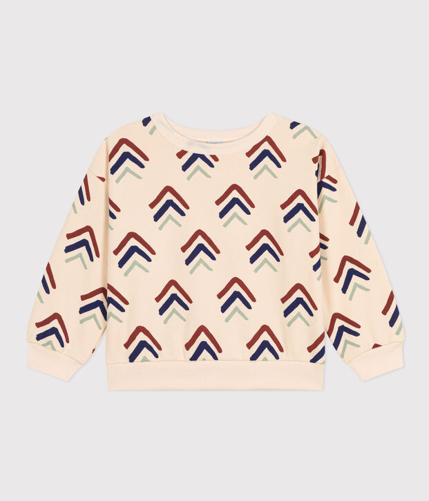 Felpa in molleton stampato bambino ecru/multicolore