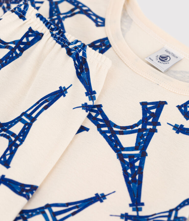 Pigiama fantasia Parigi bambino unisex in cotone bianco AVALANCHE/ MULTICO