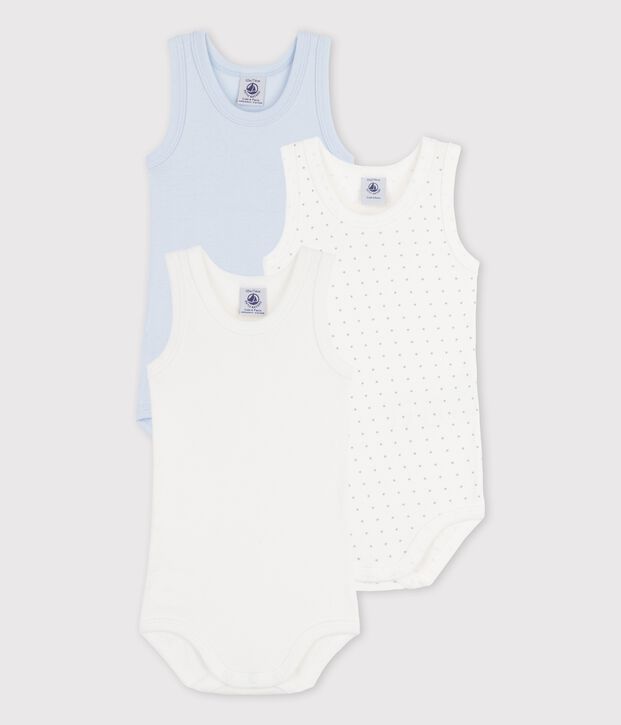 Confezione da 3 body senza maniche in cotone biologico multicolore