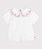 Blusa a maniche corte in popeline di cotone tinta unita bambina bianco ECUME