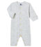 Tutina senza piedi per bebé maschio grigio POUSSIERE/bianco MARSHMALLOW
