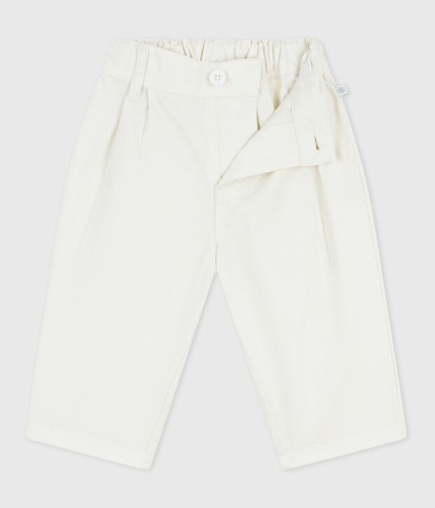 Pantaloni in serge tinta unita neonato bianco