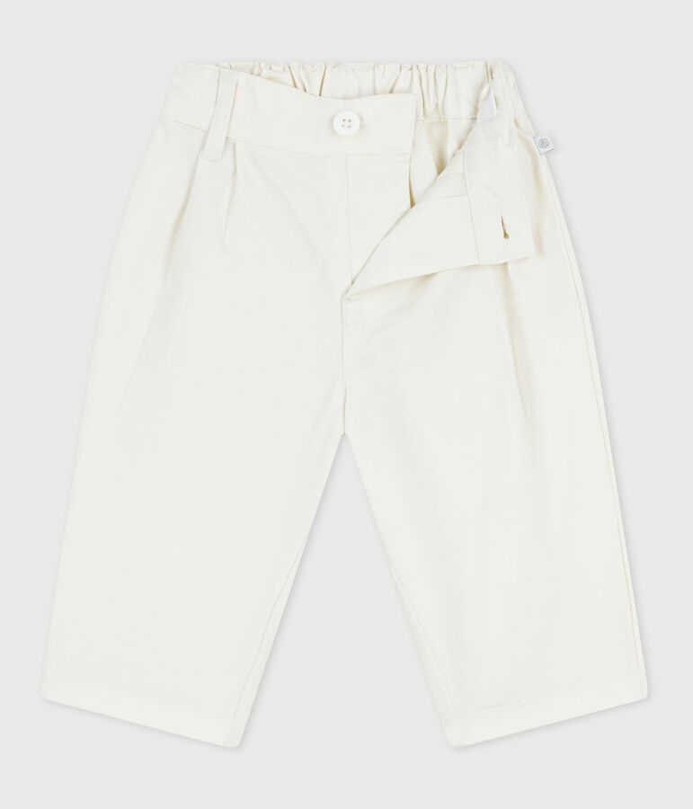 Pantaloni in serge tinta unita neonato bianco MARSHMALLOW