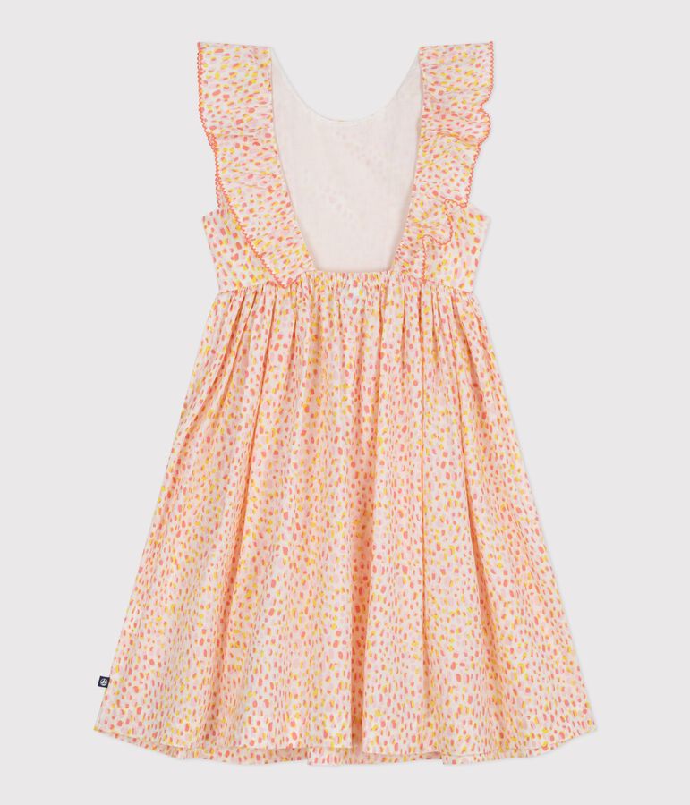 Abito senza maniche a schiena scoperta in cotone stampato bambina bianco/multicolore