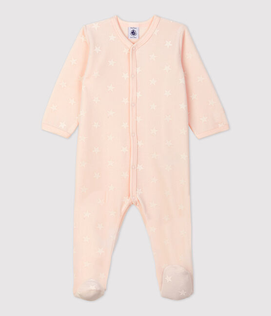 Tutina pigiama bebè in ciniglia. rosa FLEUR/grigio ECUME