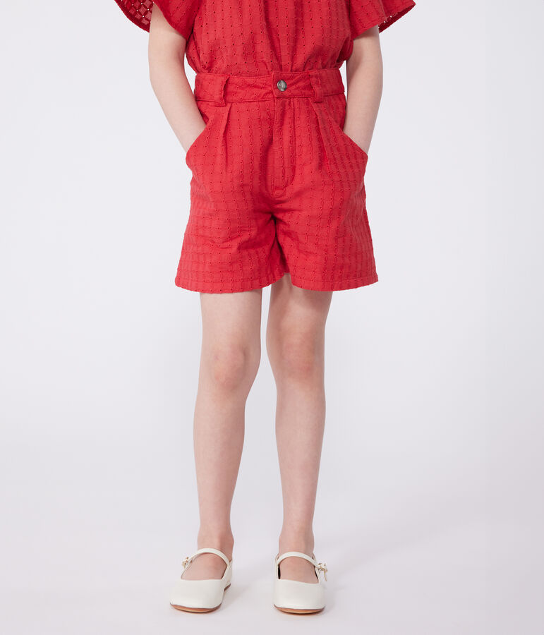 Shorts in cotone bambina rosso