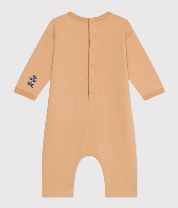 Tutina lunga in tessuto felpato per beb&egrave; beige