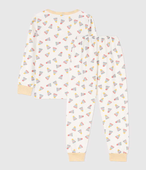 Pigiama berretto bambino unisex in tessuto felpato bianco/multicolore