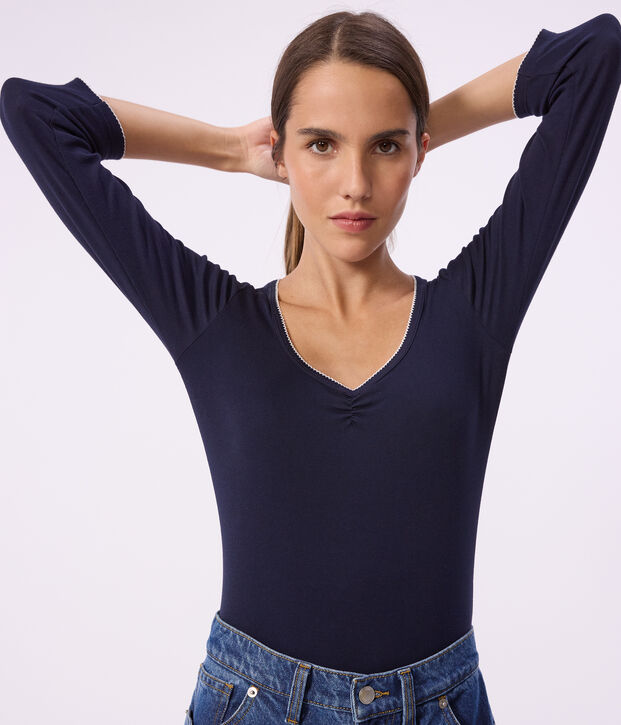 Body a maniche corte donna in cotone tinta unita SMOKING