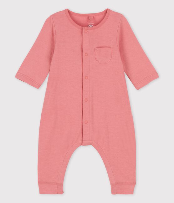 Tutina lunga bebè in tubique biologico tinta unita rosa PAPAYE