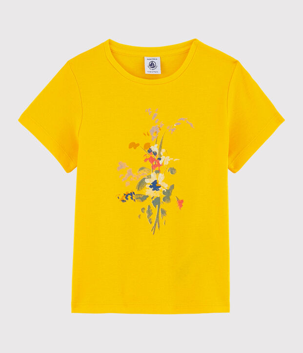 T-shirt a maniche corte in cotone bambina giallo