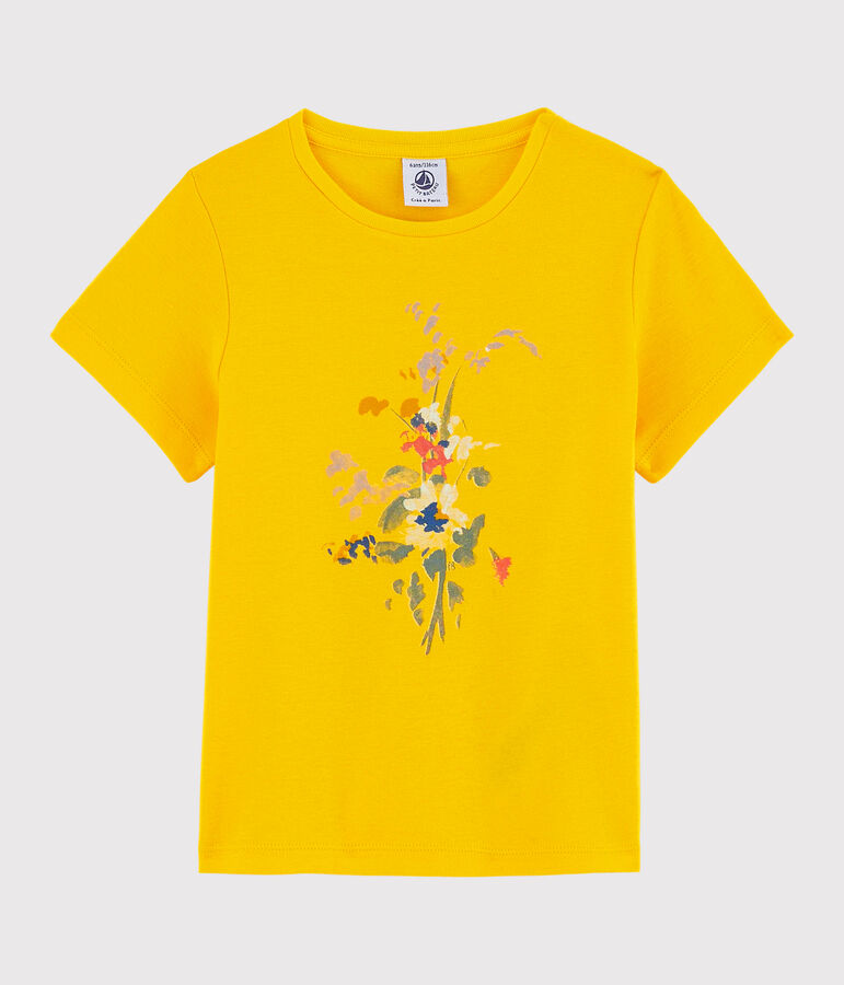 T-shirt a maniche corte in cotone bambina giallo