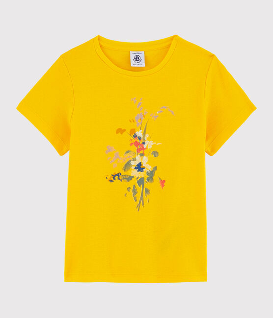 T-shirt a maniche corte in cotone bambina giallo JAUNE