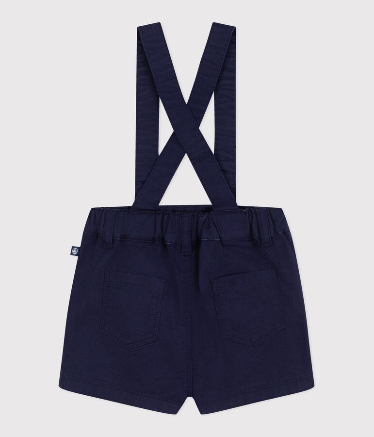 Shorts con bretelle in serge neonato blu