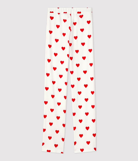 Pantaloni in cotone BIO donna bianco MARSHMALLOW/rosso TERKUIT